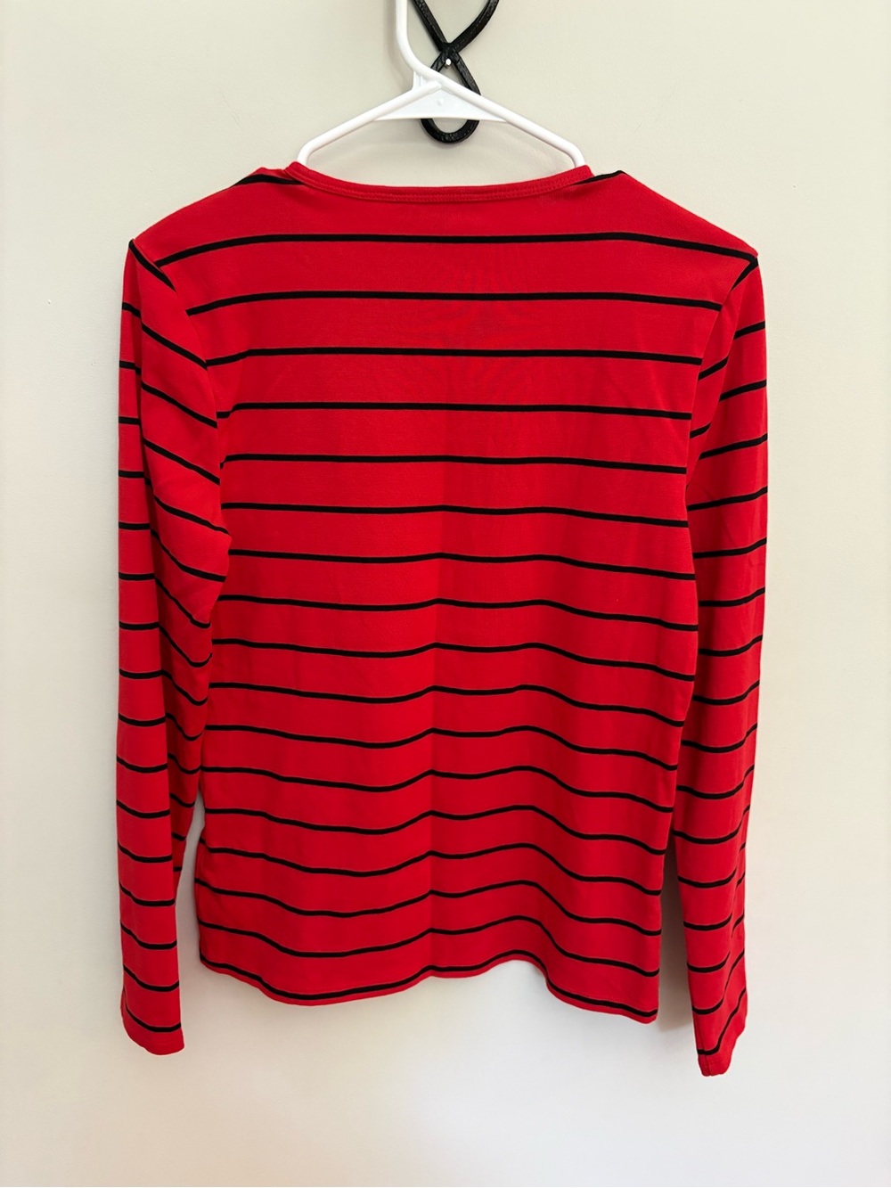 Lauren Ralph Lauren Striped Long Sleeve Top Red Black L Slim Fit - Picture 3 of 8